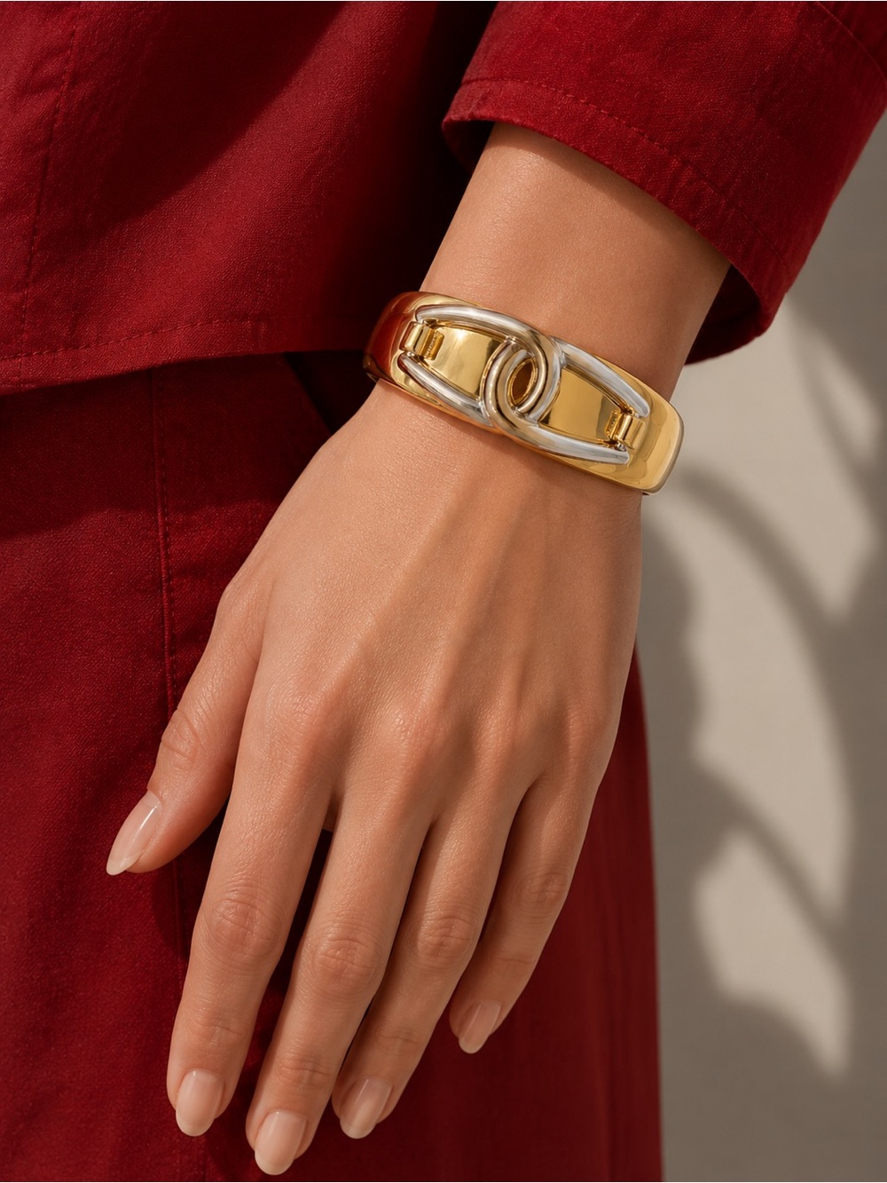 Adina Eden- Two-tone interlocking chain link cuff bracelet